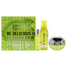 DKNY Be Delicious by Donna Karan for Women - 3 Pc Gift Set 3.4oz EDP Spray, 0.5oz EDP Spray, 5.1oz Shower Mousse