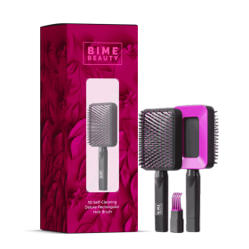3D Self-cleaning Deluxe Rectangular Hair Brush (Color: Rose Red)