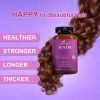 Hair growth vitamins containing 1,000 mcg ofbiotin, collagen, saw palmetto, and other naturalingredients to promote stronger, healthier hair,skin